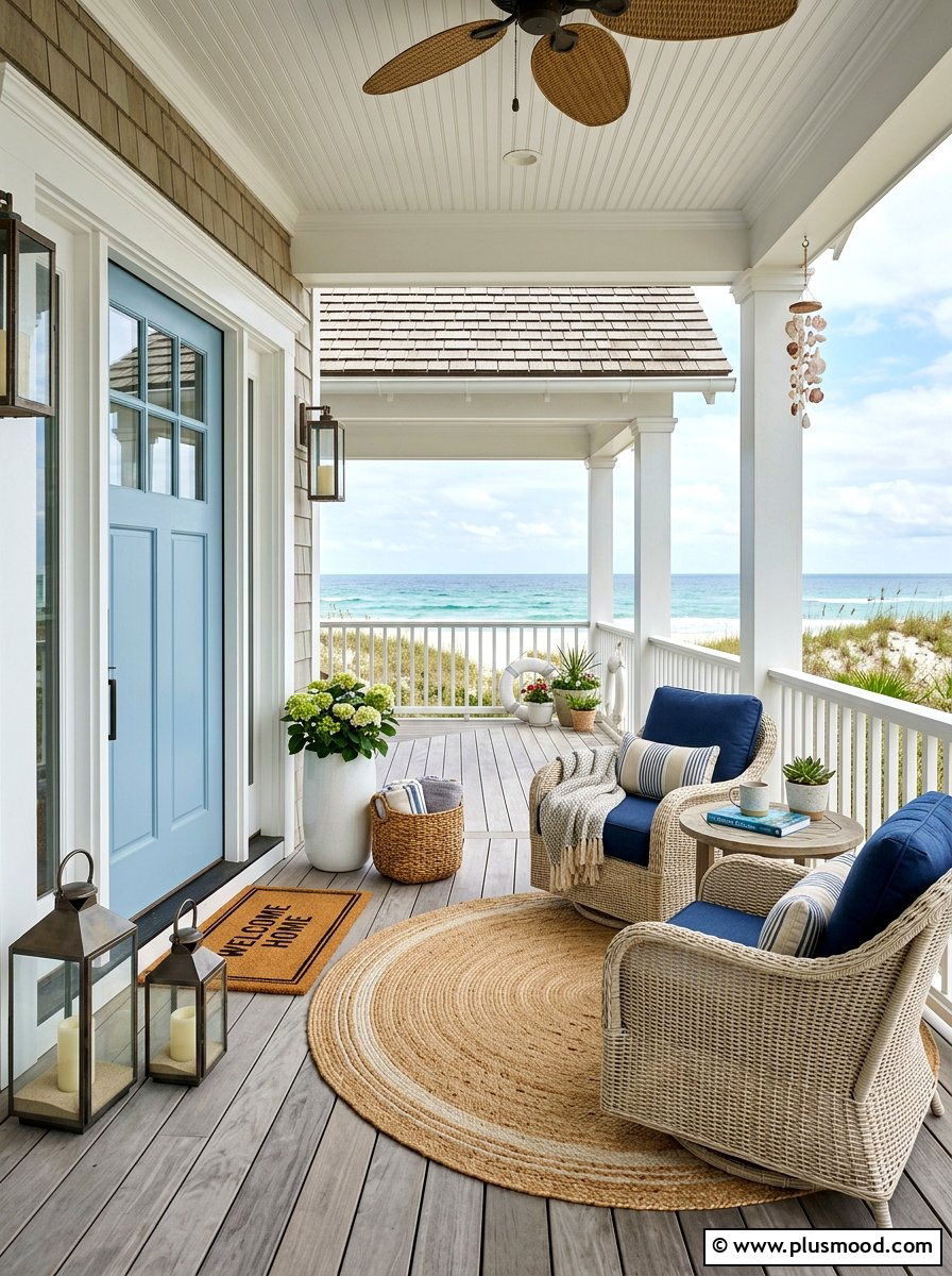 Modern Coastal Entryway - 25 summer front porch entryway ideas