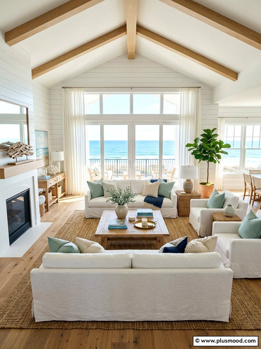 Modern Coastal Living Room - 25 neutral summer living room ideas