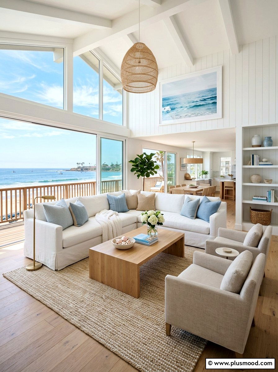 Modern Coastal Living Room - 25 summer beach house decorating ideas