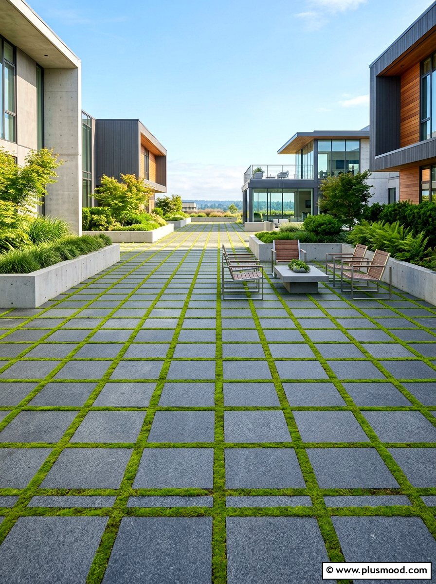 Modern Cobblestone Grid - 25 small backyard ideas with cobblestone