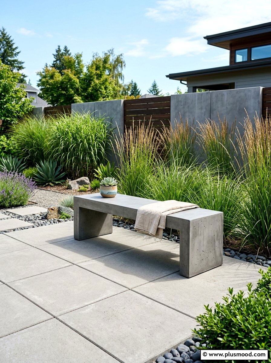 Modern Concrete Bench - 25 summer garden bench ideas