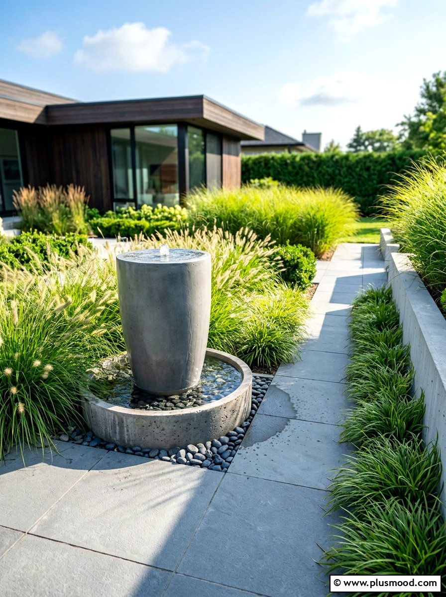 Modern Concrete Bubbler - 25 summer garden fountain ideas