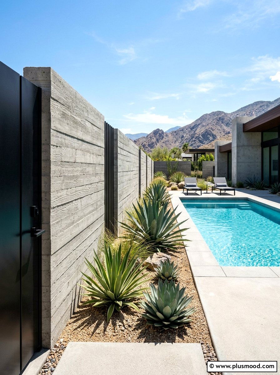 Modern Concrete Fence - 25 pool landscaping ideas with fence