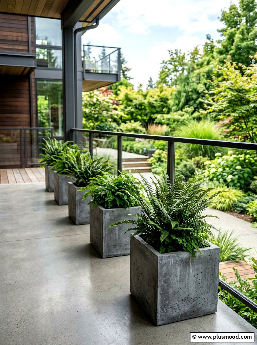 Modern Concrete Fern Planters - 25 summer potted fern ideas for porch