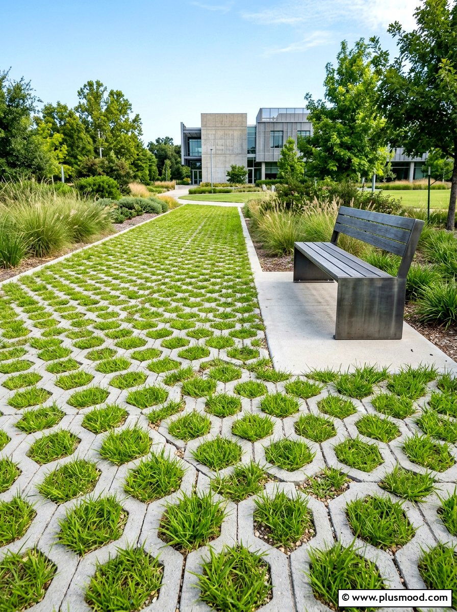 Modern Concrete Grass Grid - 25 small backyard ideas with grass