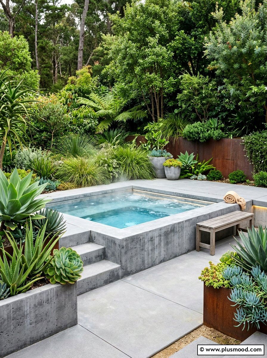 Modern Concrete Hot Tub - 25 summer backyard spa ideas