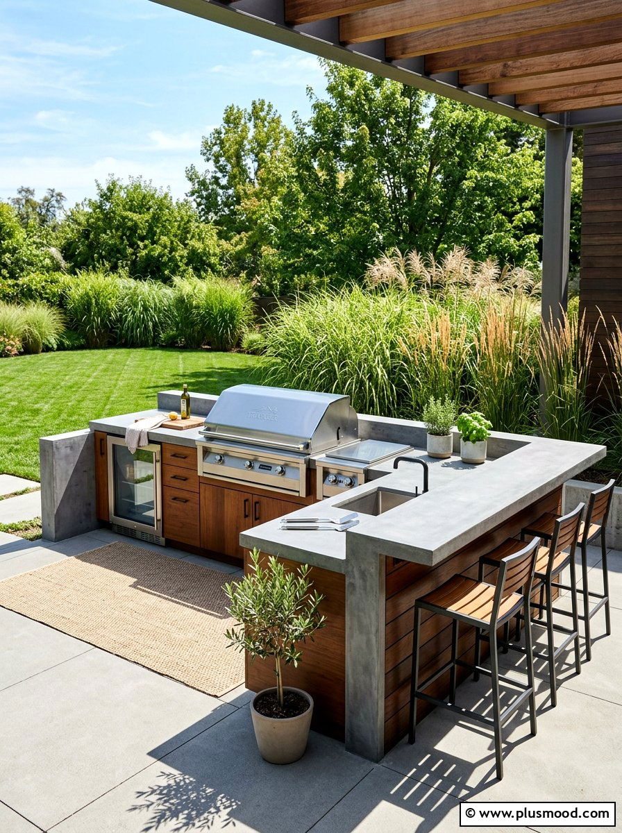 Modern Concrete Outdoor Kitchen - 25 summer backyard outdoor kitchen ideas