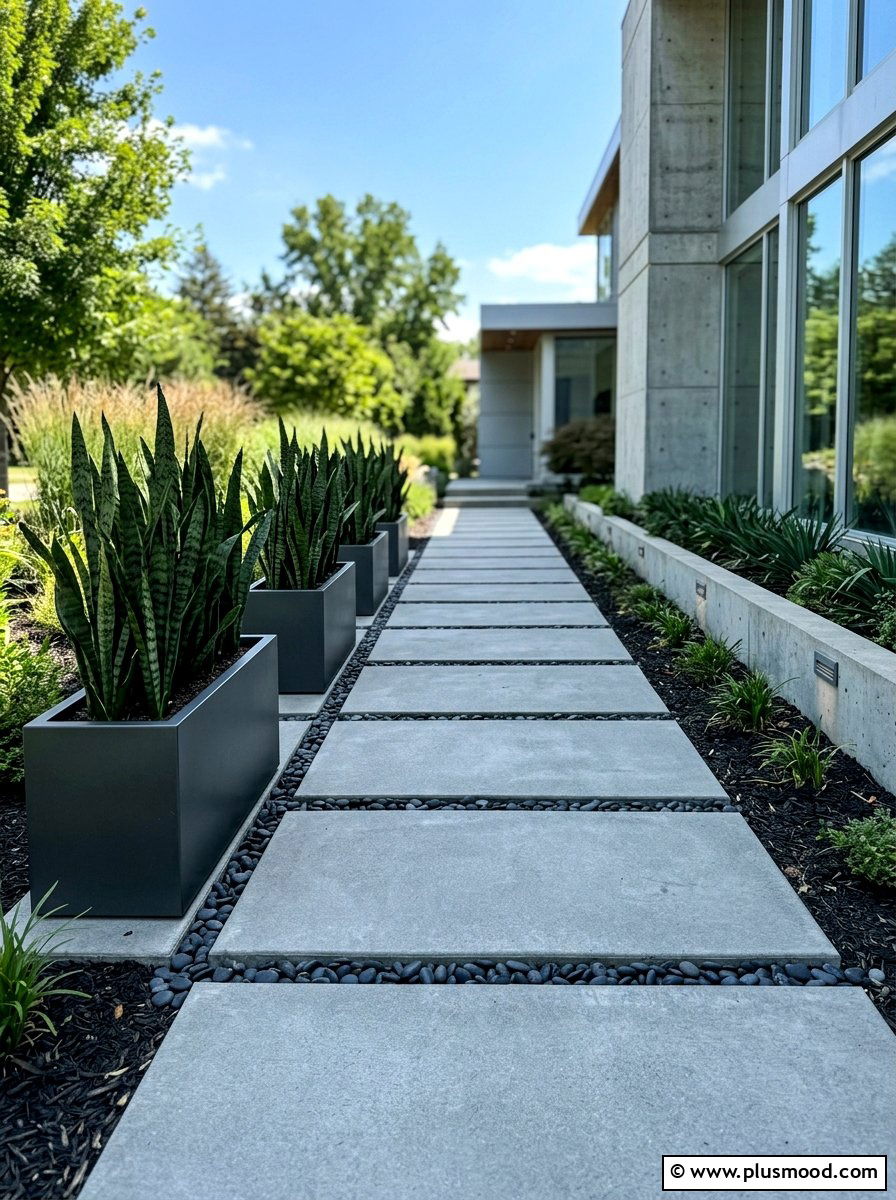 Modern Concrete Path - 25 summer backyard path ideas