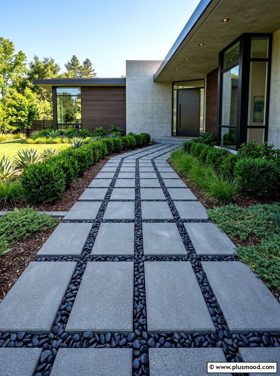 Modern Concrete Paver Walkway - 25 summer side yard landscaping ideas