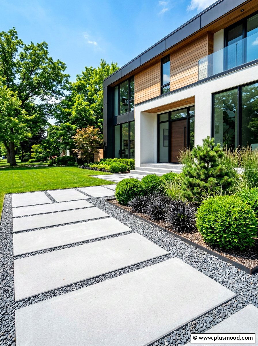 Modern Concrete Pavers - 25 summer walkway ideas for front yard