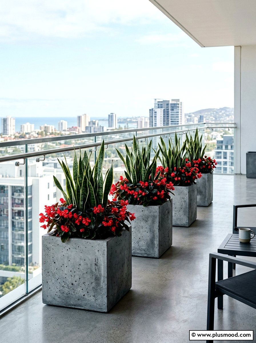 Modern Concrete Planter - 25 summer balcony planter ideas