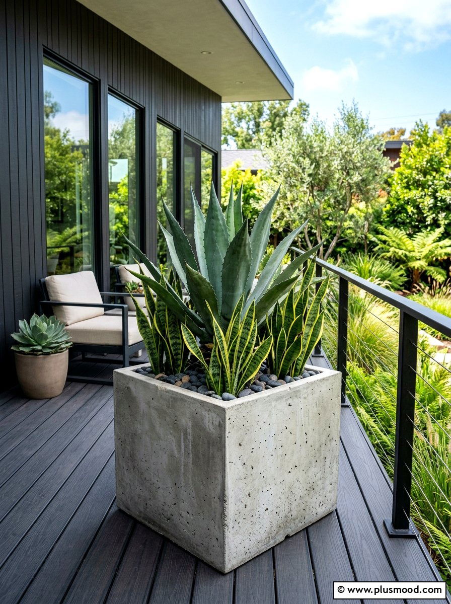 Modern Concrete Planter Arrangement - 25 late summer planter ideas for porch