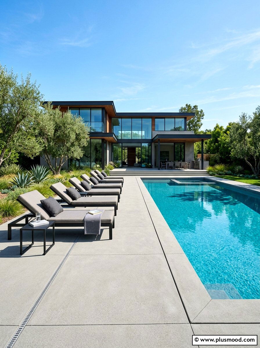 Modern Concrete Pool Deck - 25 summer pool patio ideas