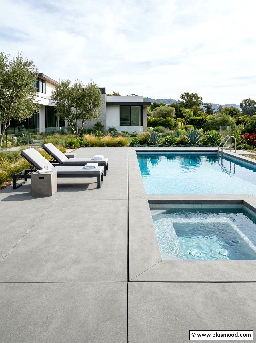 Modern Concrete Pool Deck - 25 pool landscaping ideas for hot tubs