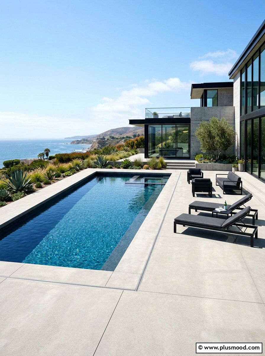Modern Concrete Pool Patio - 25 pool landscaping ideas for hot climates