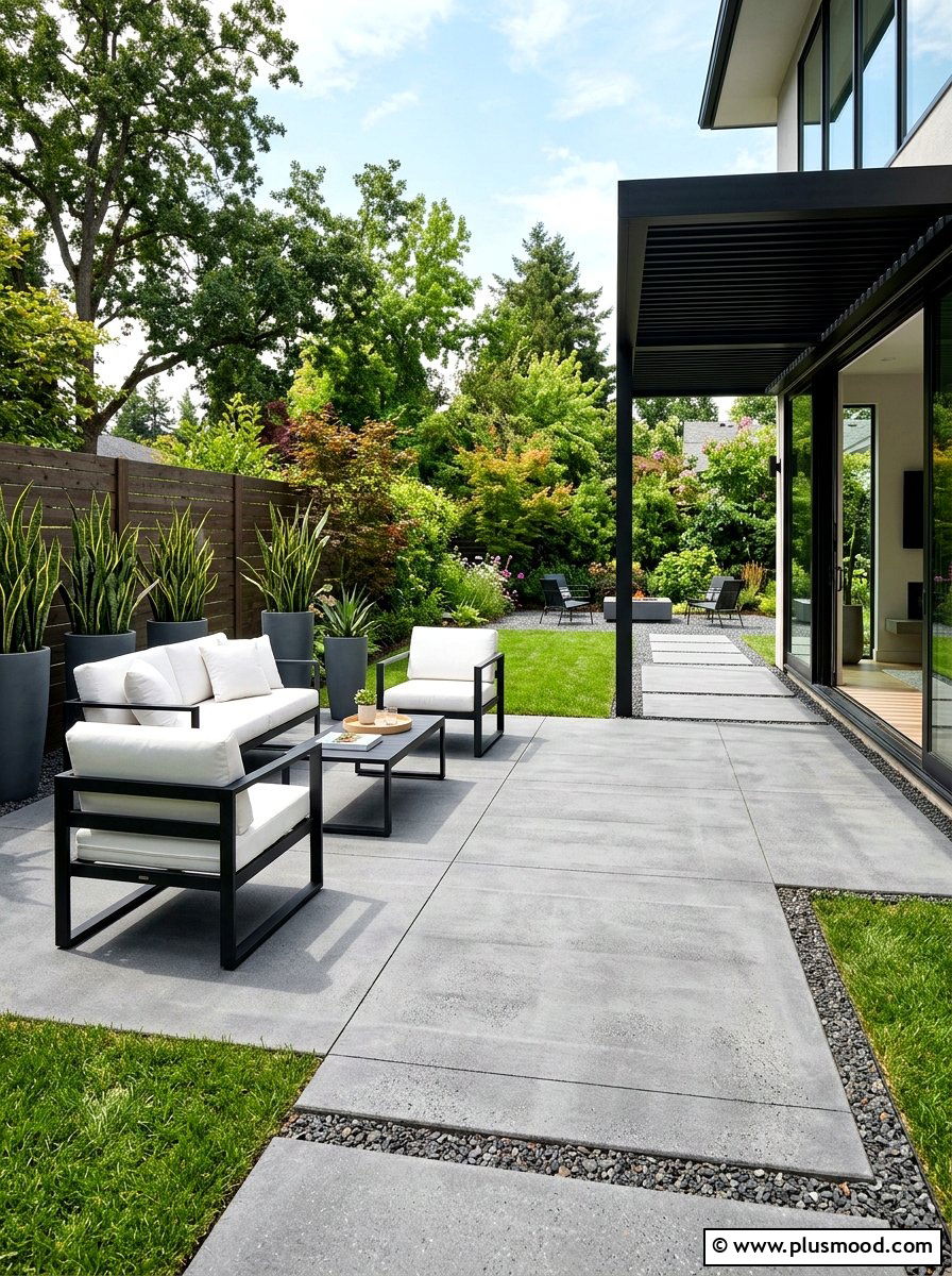 Modern Concrete Slab - 25 summer uncovered patio ideas