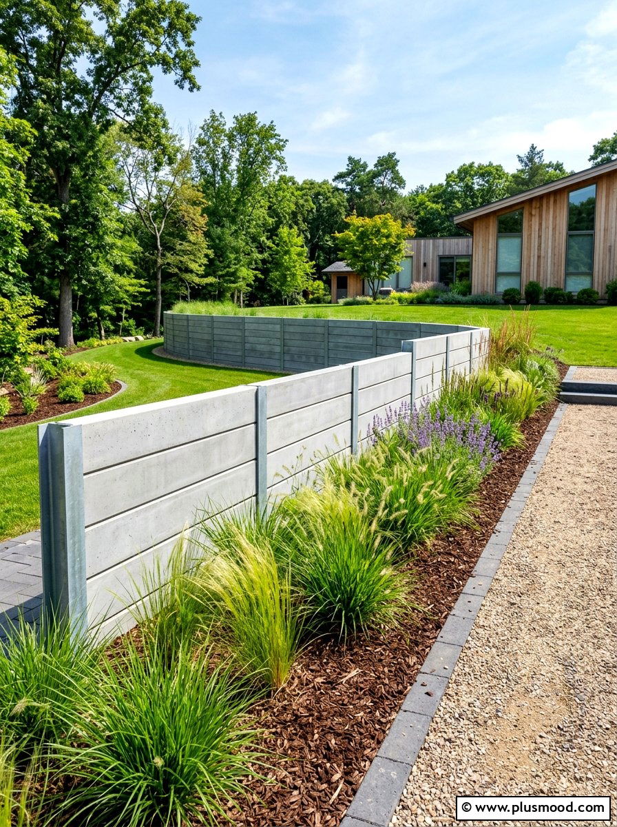 Modern Concrete Sleeper Wall - 25 summer retaining wall landscaping ideas