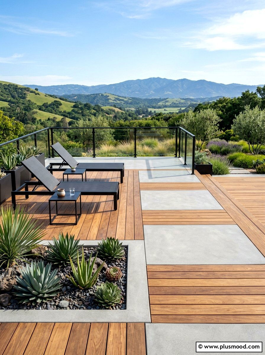 Modern Concrete and Wood Deck - 25 summer deck around pool ideas