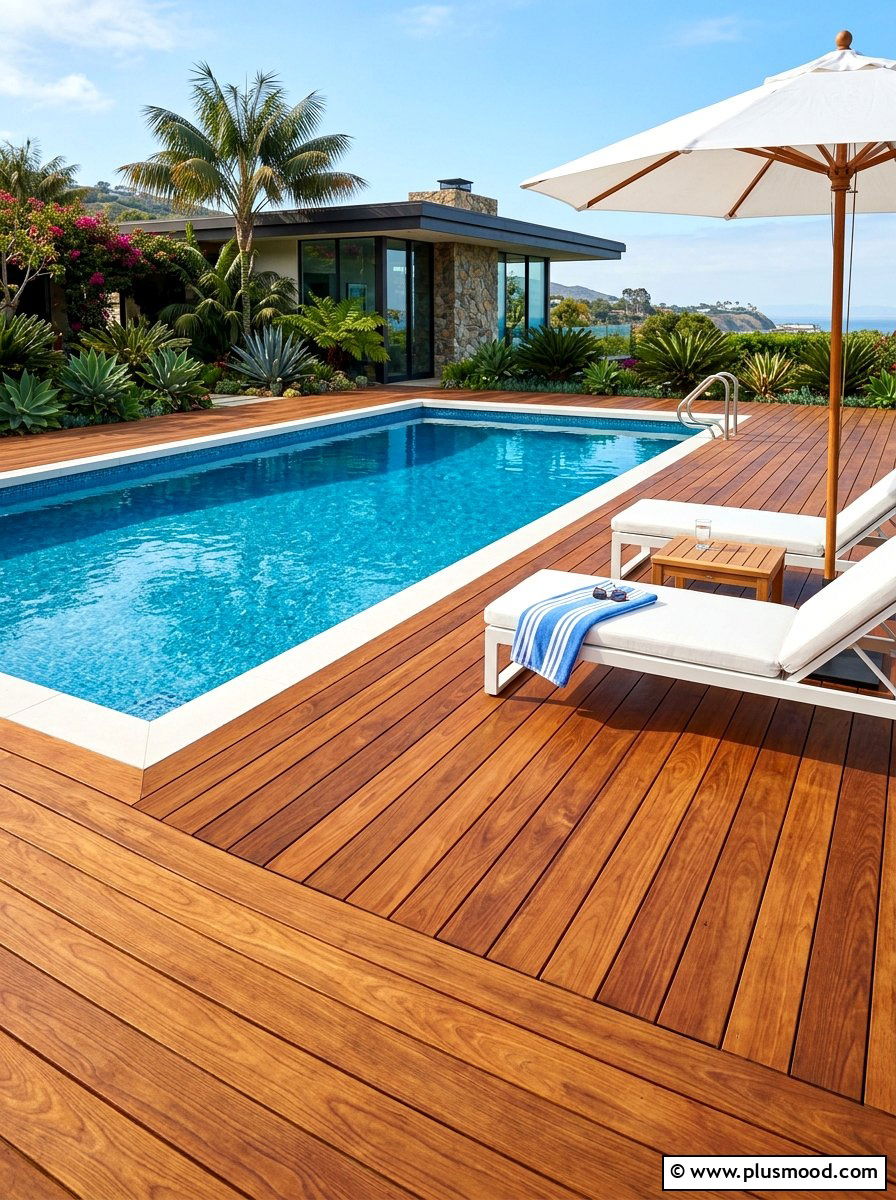 Modern Deck Pool Surround - 25 pool landscaping ideas for contemporary homes
