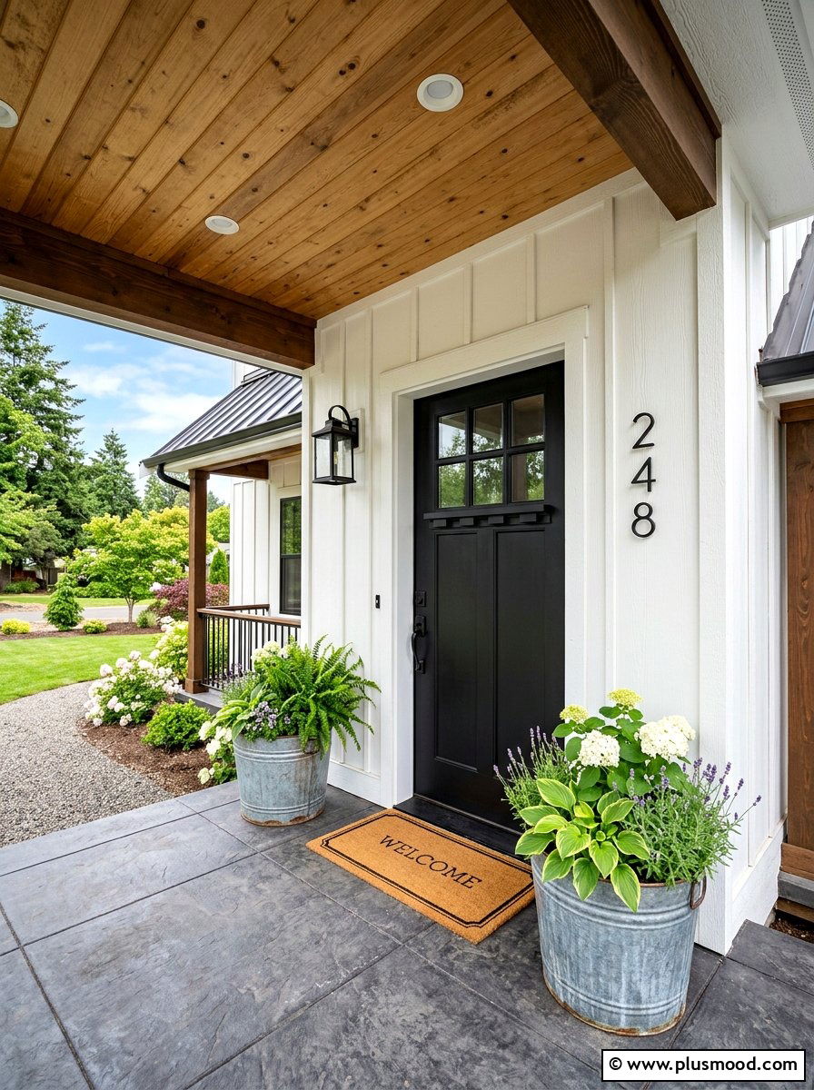 Modern Farmhouse Black Front Door - 25 summer black front door ideas