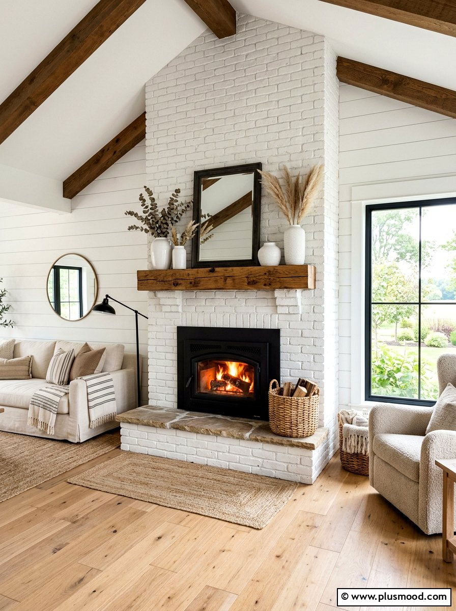 Modern Farmhouse Fireplace - 25 farmhouse summer living room ideas