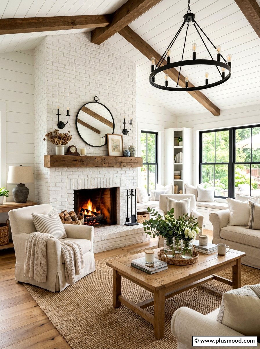 Modern Farmhouse Living Room - 25 summer decor ideas for white living room