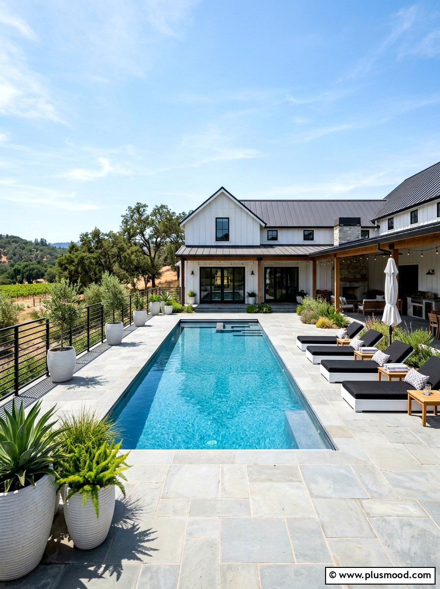 Modern Farmhouse Pool - 25 summer farmhouse pool area ideas