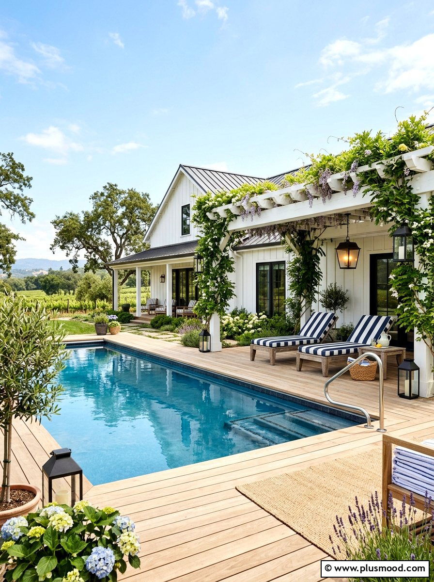 Modern Farmhouse Pool - 25 summer pool ideas