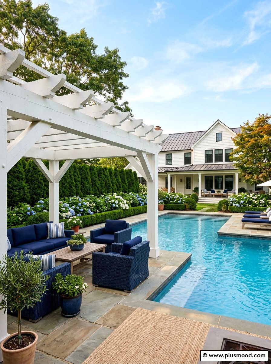 Modern Farmhouse Pool Pergola - 25 pool landscaping ideas with pergola