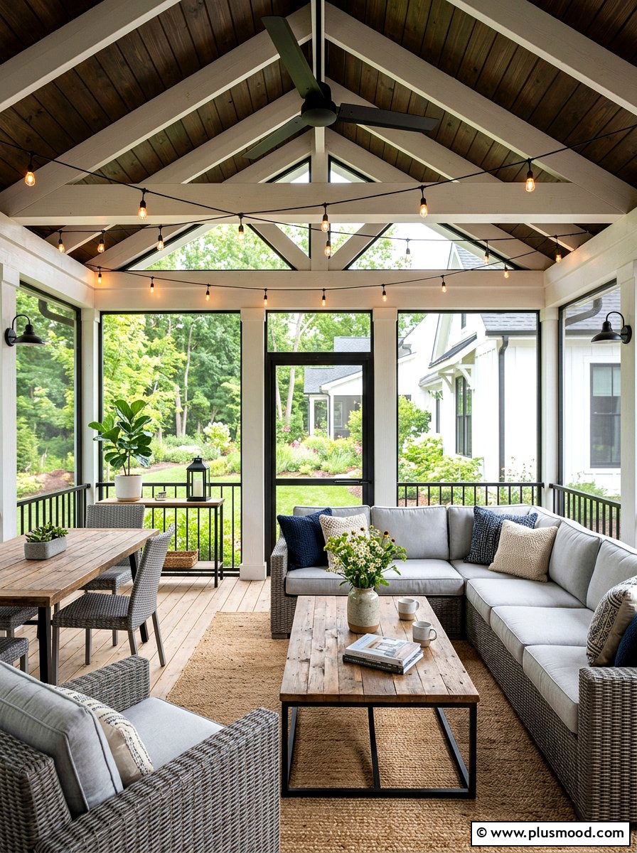 Modern Farmhouse Screened Porch - 25 summer decorating ideas for home