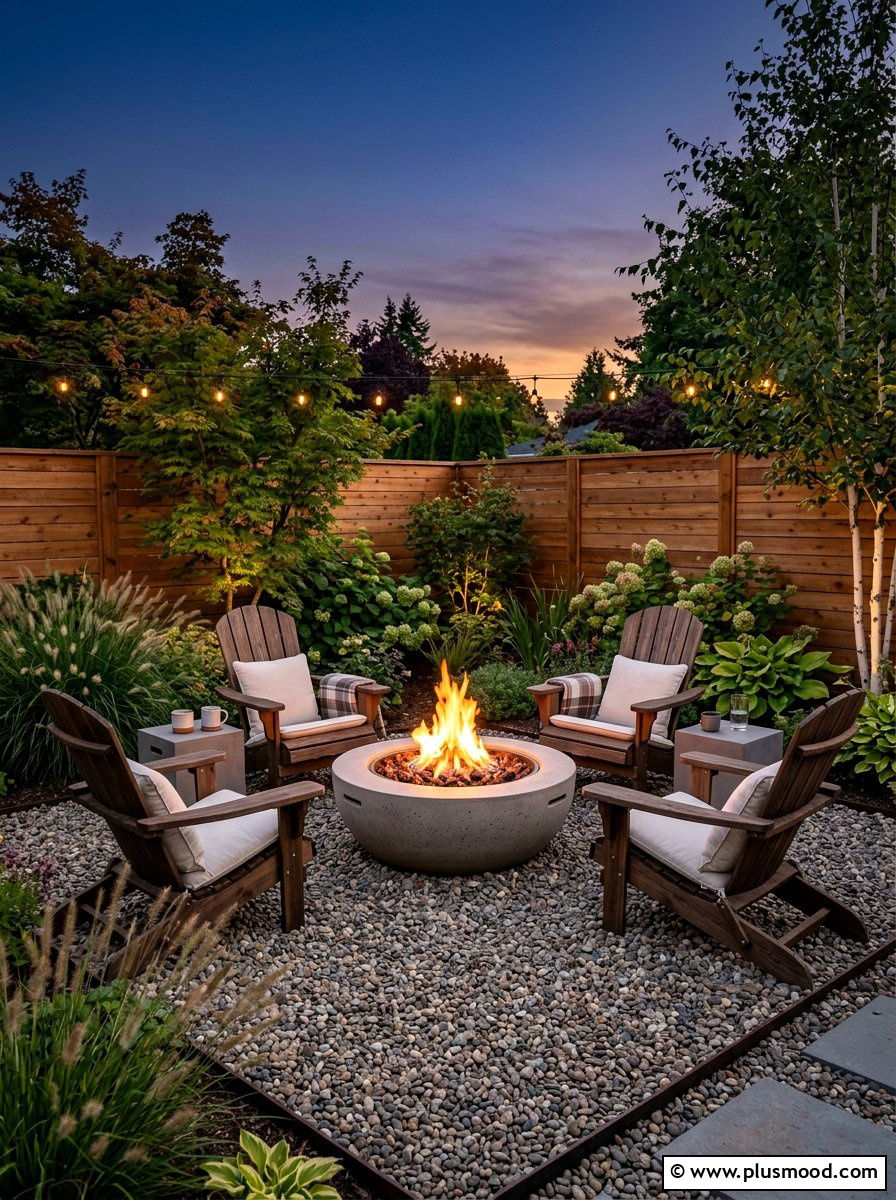 Modern Fire Pit - 25 small backyard ideas low maintenance