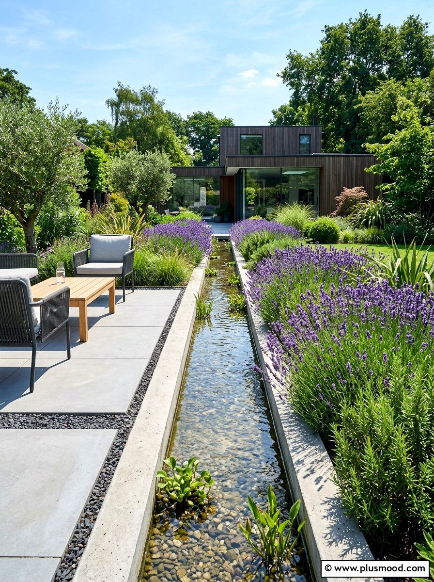 Modern Garden Rill - 25 summer patio ideas with water feature