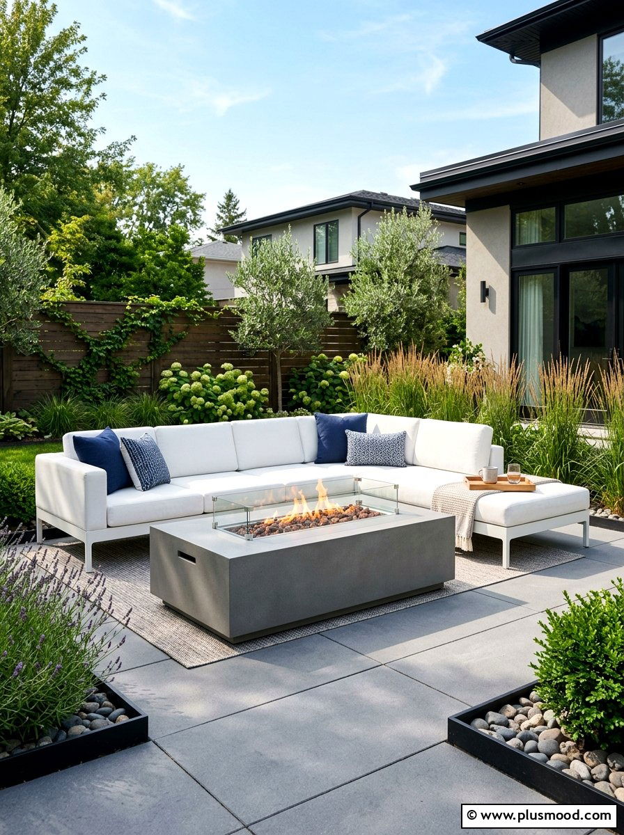 Modern Gas Fire Table - 25 summer backyard fire pit ideas