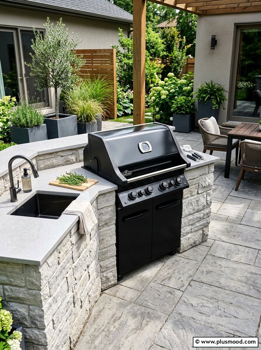 Modern Gas Grill Setup - 25 small backyard ideas with outdoor kitchen