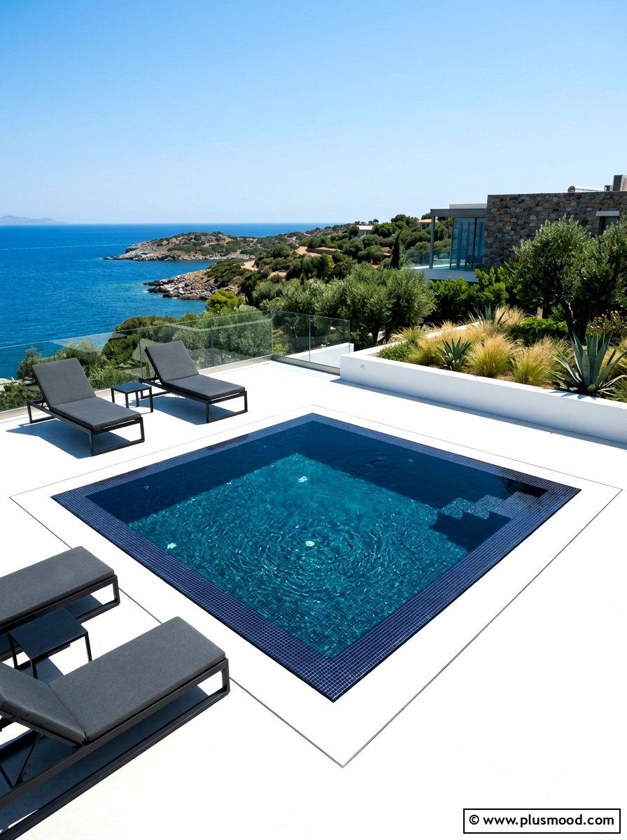 Modern Geometric Pool - 25 summer small pool backyard ideas
