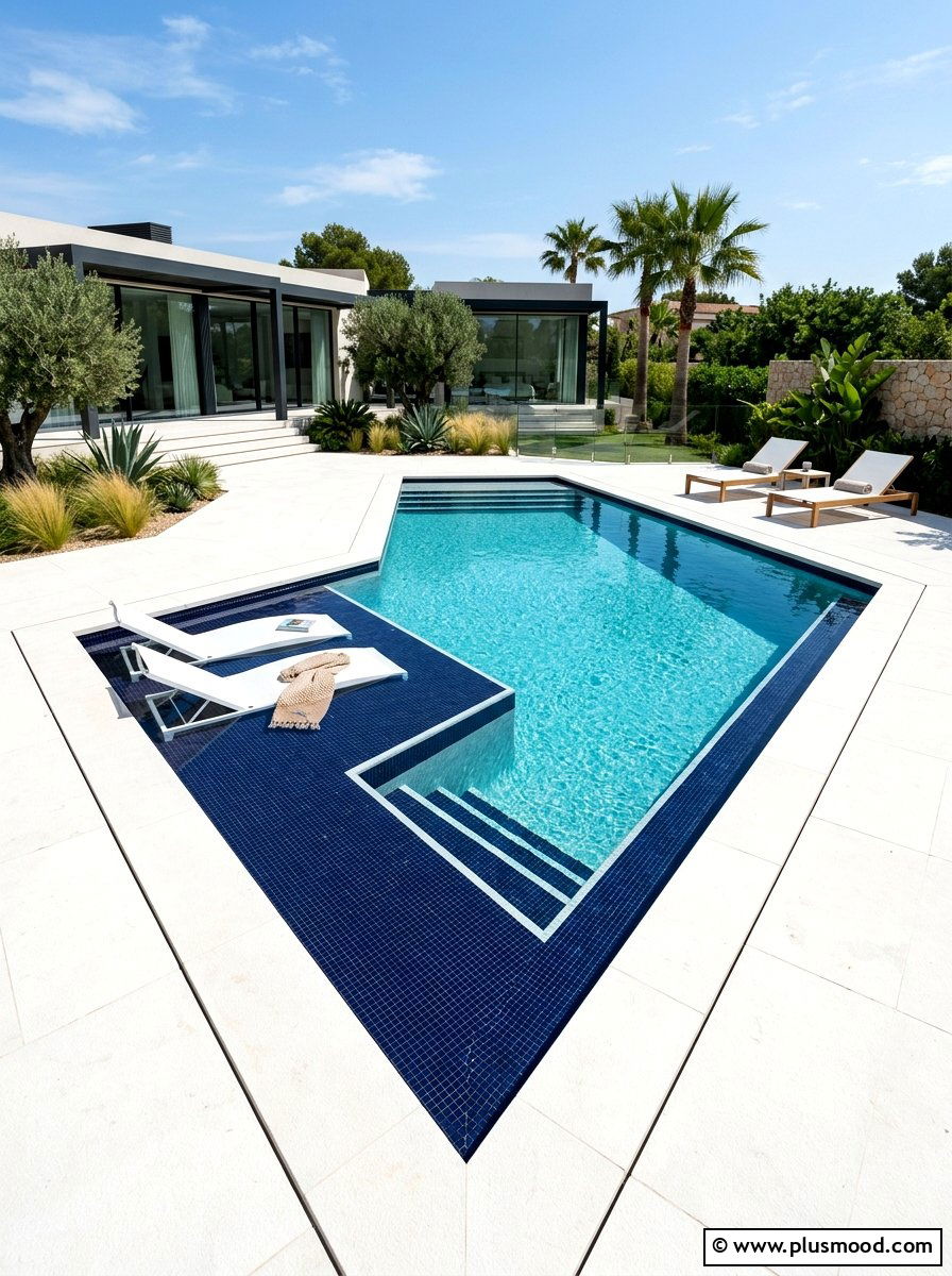 Modern Geometric Pool - 25 pool landscaping ideas for narrow yards