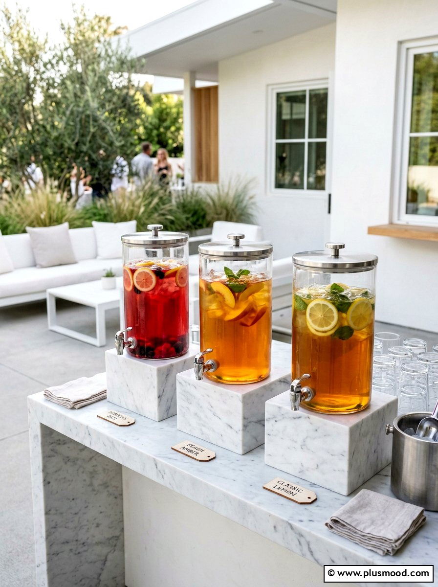 Modern Glass Beverage Dispenser - 25 summer iced tea bar ideas