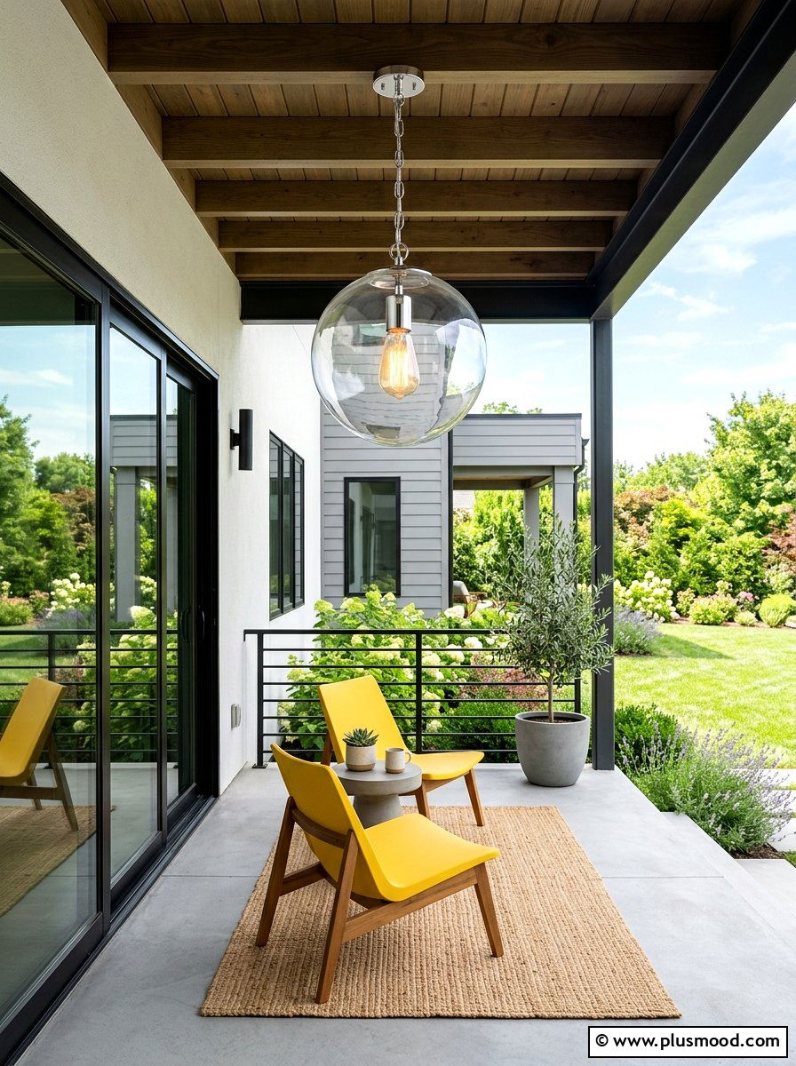 Modern Glass Globe Porch Pendant - 25 summer porch lighting curb appeal ideas