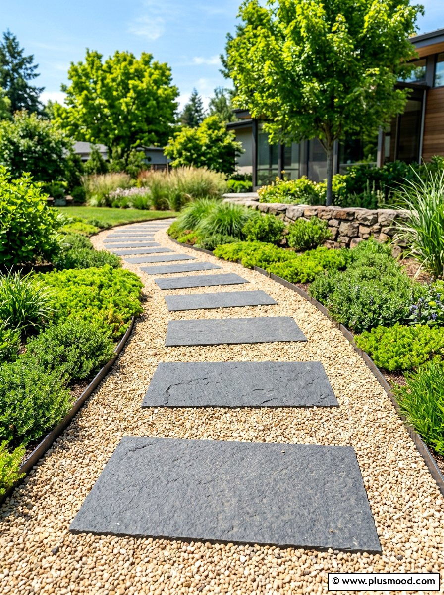 Modern Gravel Path - 25 summer modern garden ideas