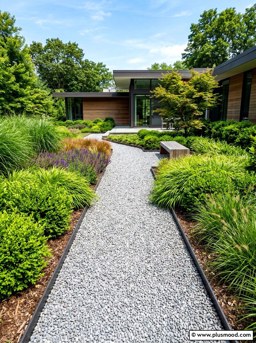 Modern Gravel Walkway - 25 summer front yard makeover ideas