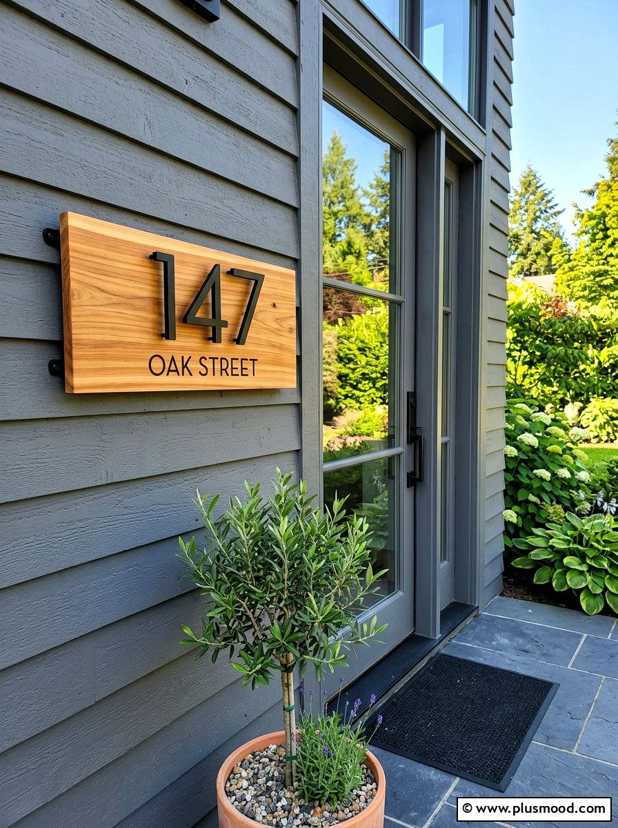 Modern House Number Plaque - 25 summer front porch makeover ideas