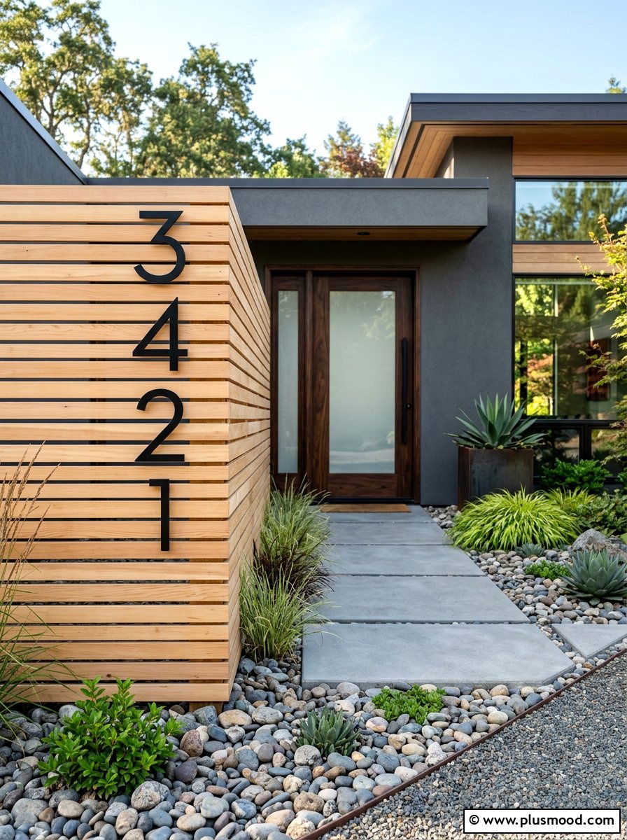 Modern House Numbers - 25 summer entryway curb appeal ideas