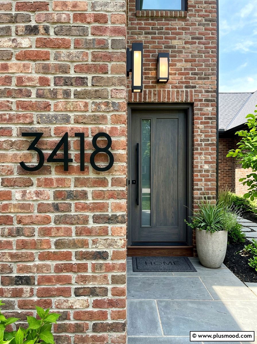 Modern House Numbers - 25 summer brick house curb appeal ideas
