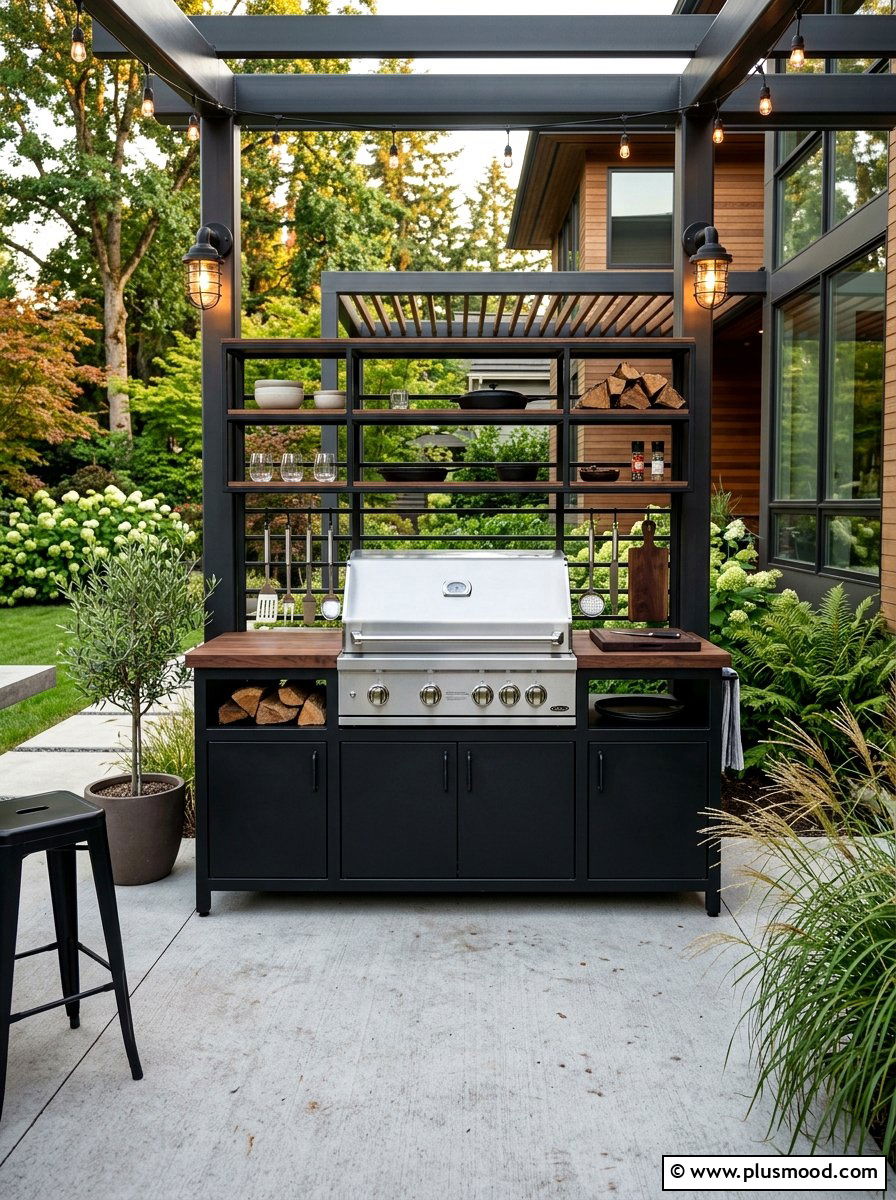 Modern Industrial Metal Grill Station - 25 summer backyard grill area ideas