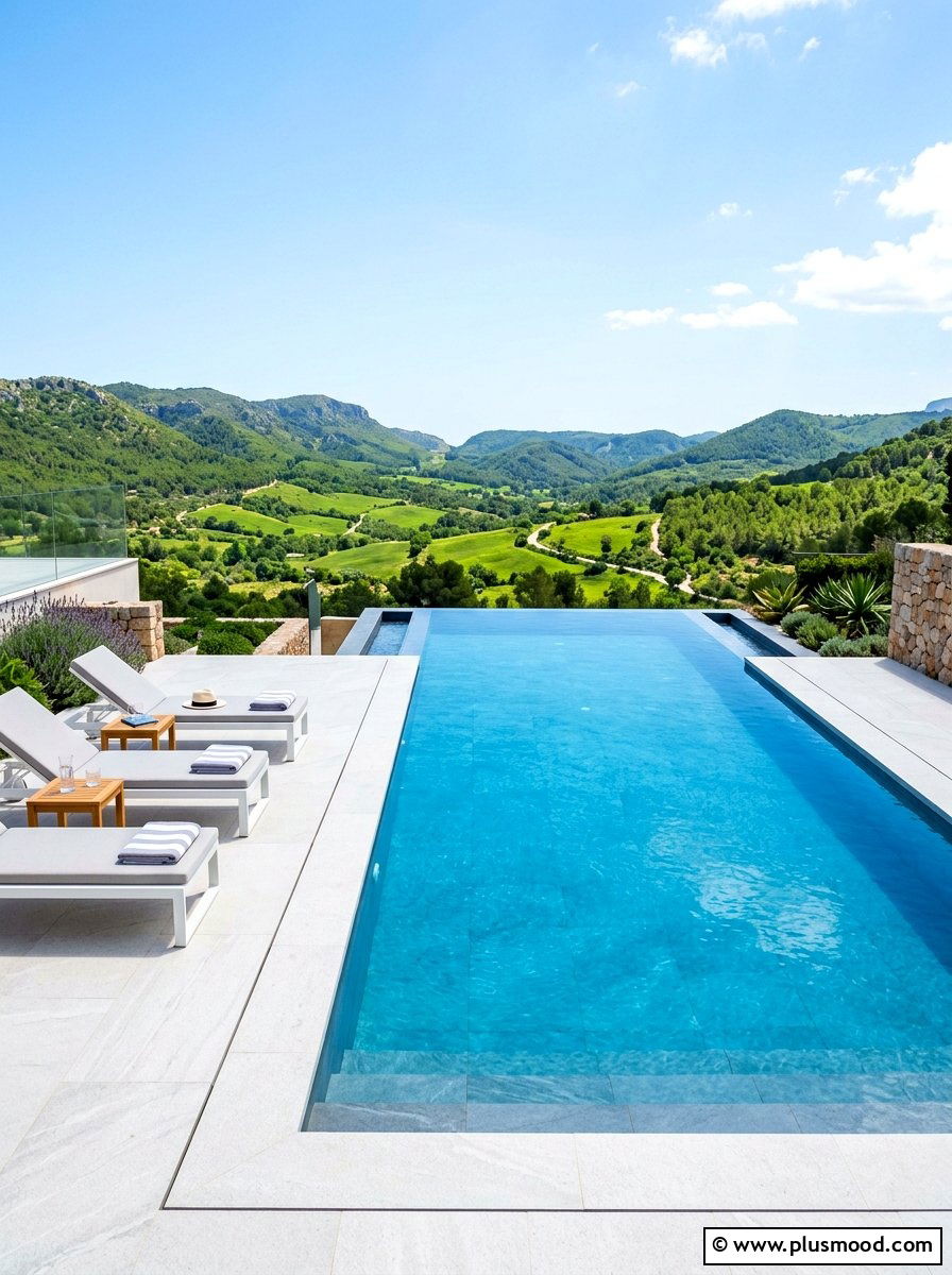 Modern Infinity Edge Pool - 25 summer water feature backyard ideas