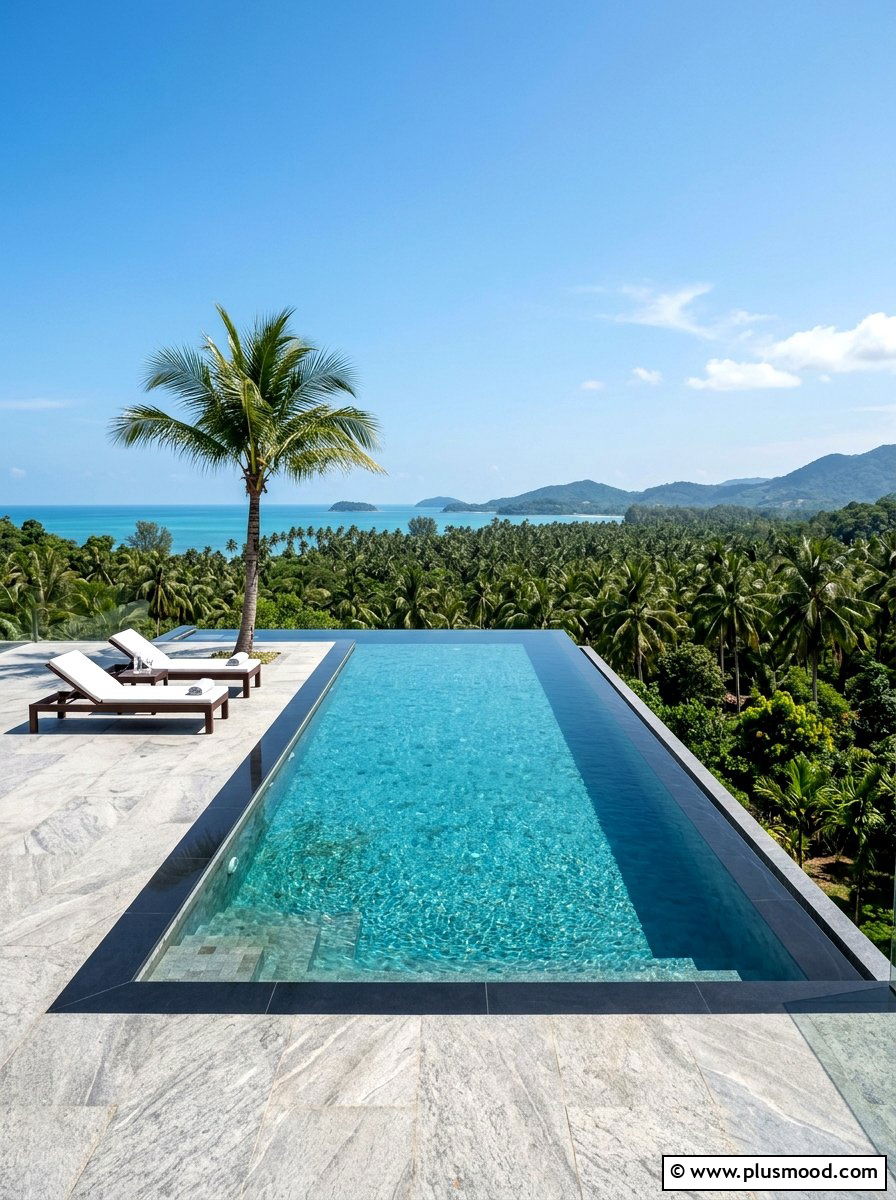 Modern Infinity Edge Tropical Pool - 25 pool landscaping ideas with tropical theme