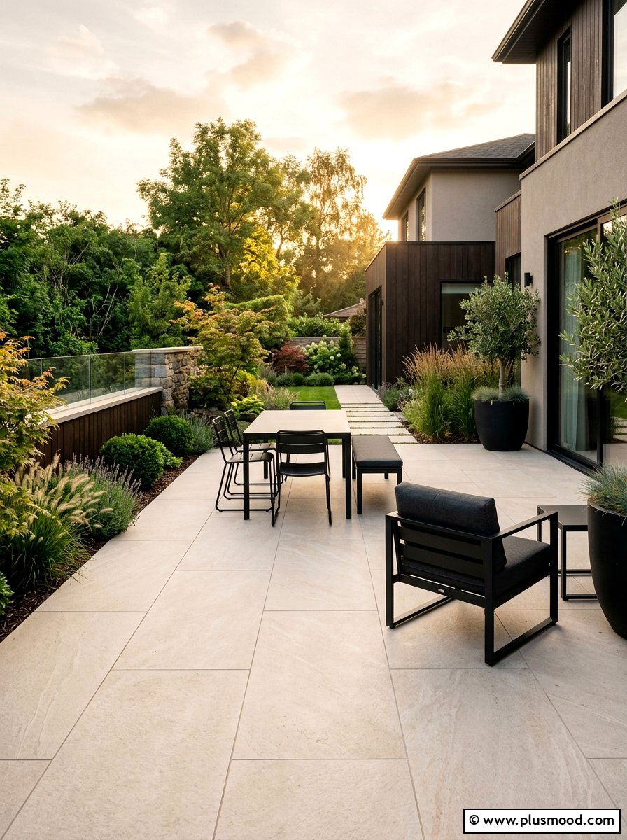 Modern Large Format Porcelain Pavers - 25 small backyard ideas with pavers