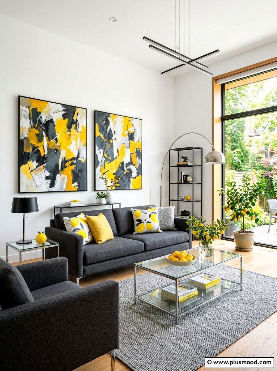 Modern Lemon Living Room - 25 summer lemon decor ideas for living room