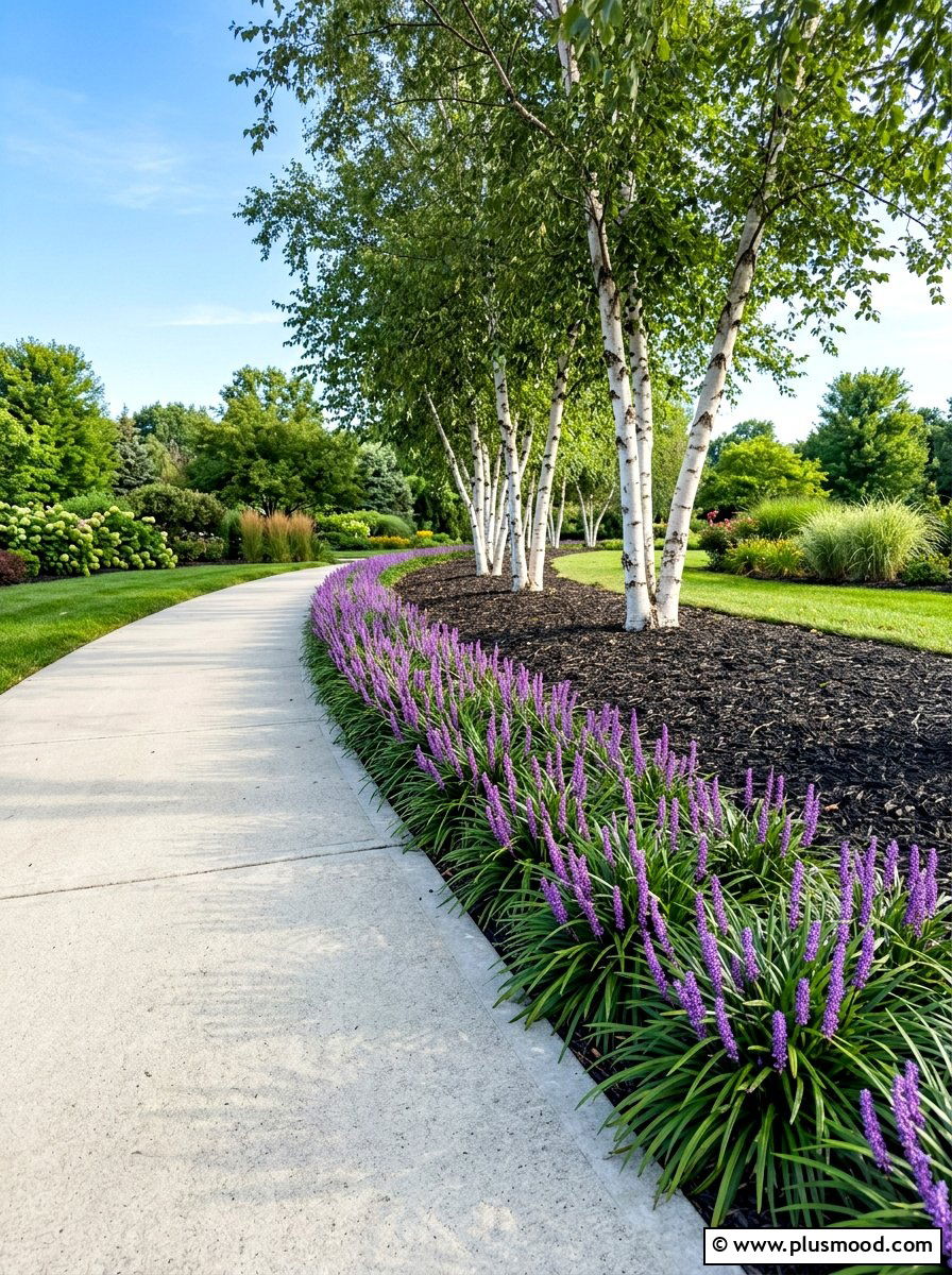 Modern Liriope Lilyturf Edging - 25 summer path border planting ideas