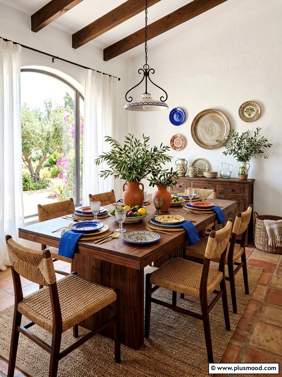 Modern Mediterranean Dining Table - 25 summer tablescape ideas for dining room